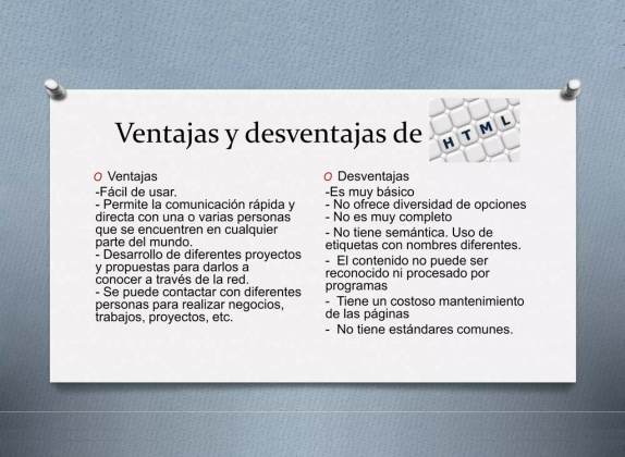 ventajas y desventajas de HTML